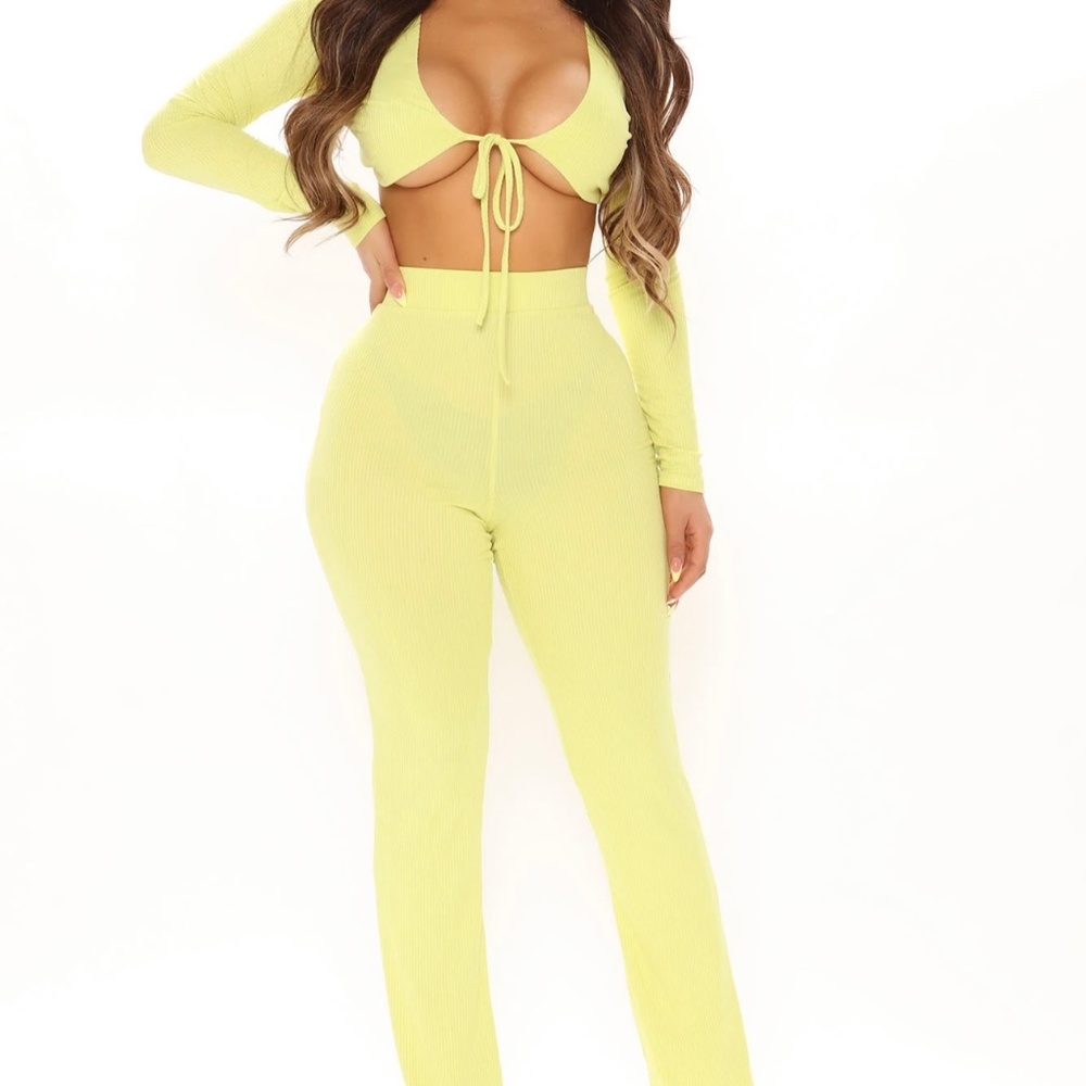 Looking fine pants set lime green size large fashion nova